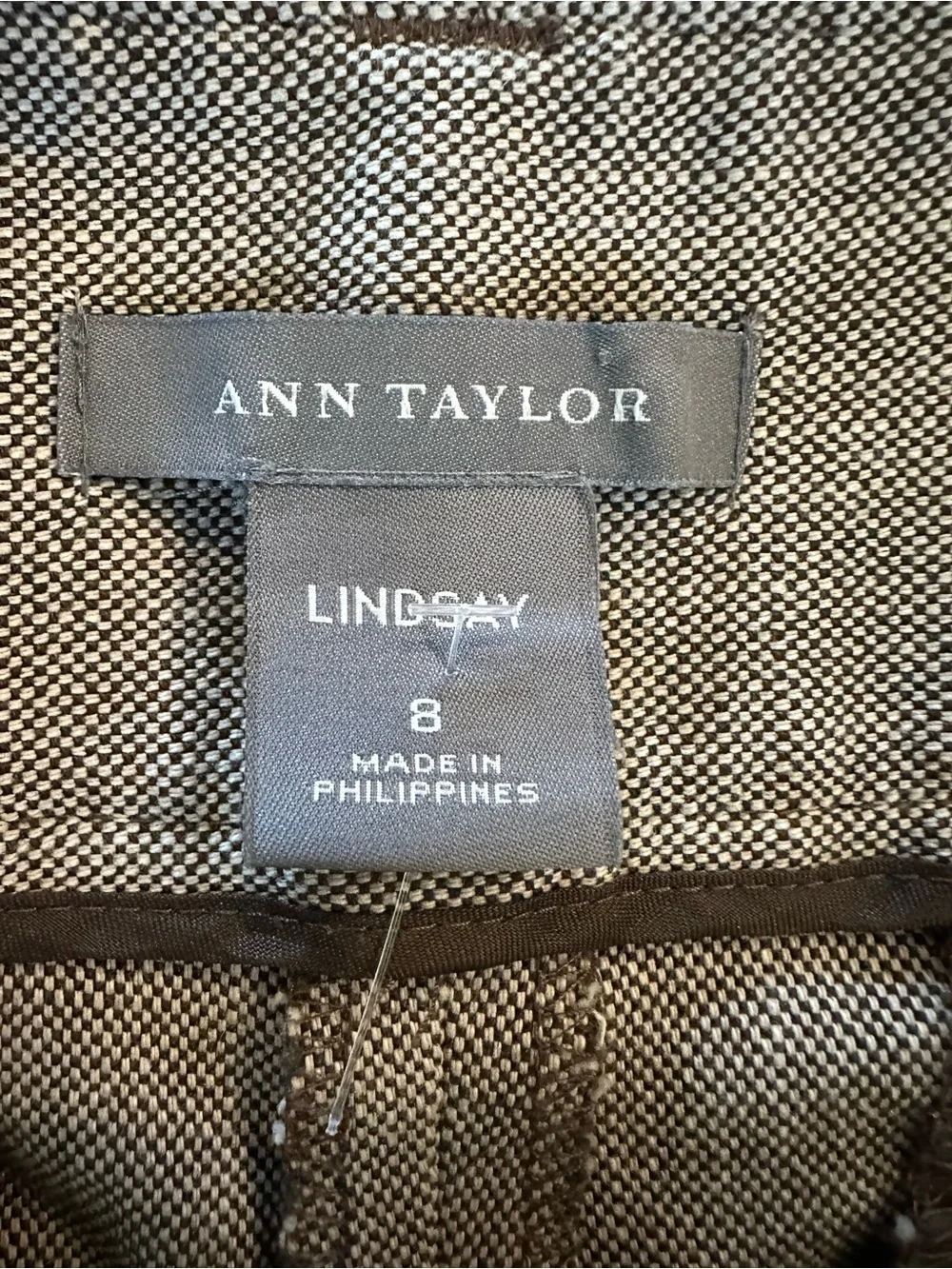 Ann Taylor Women’s Lindsey Brown Patterned Straight Leg Dress Pants- size 8